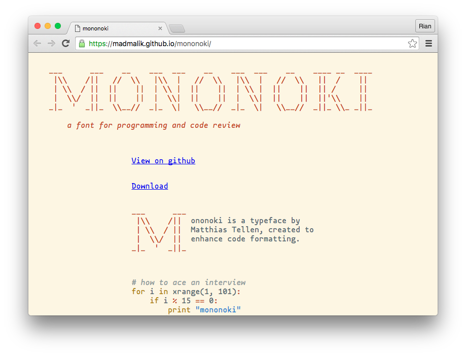Free Developer Font: Mononoki