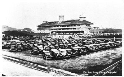 Car park at Bukit Timah race course, 1936