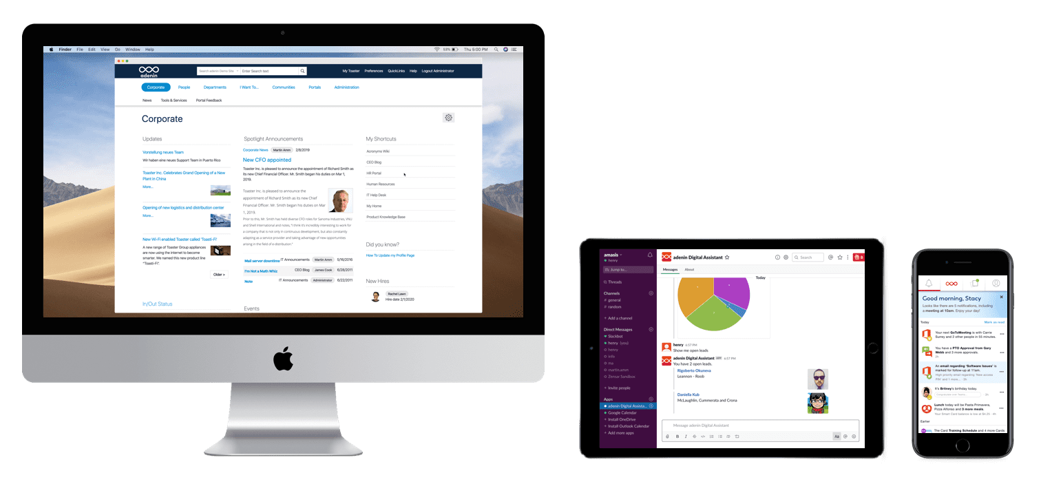 Intranet system home page