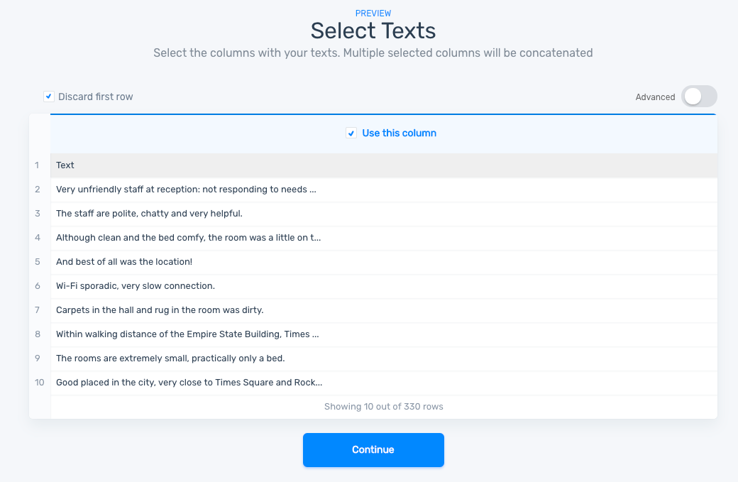 Select your text data