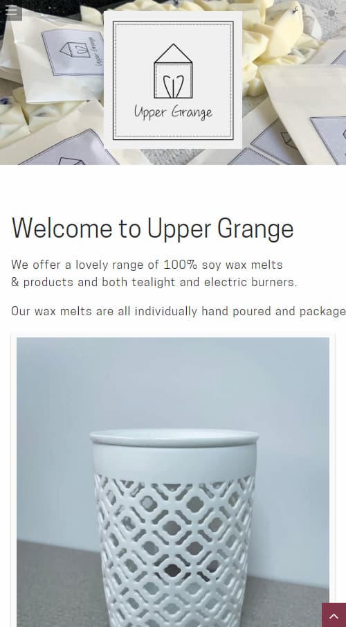 Mobile view of uppergrange.co.uk website.