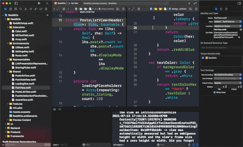 command+option+Y to toggle debug area.