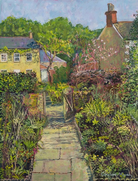 Up the Garden Path gouache painting