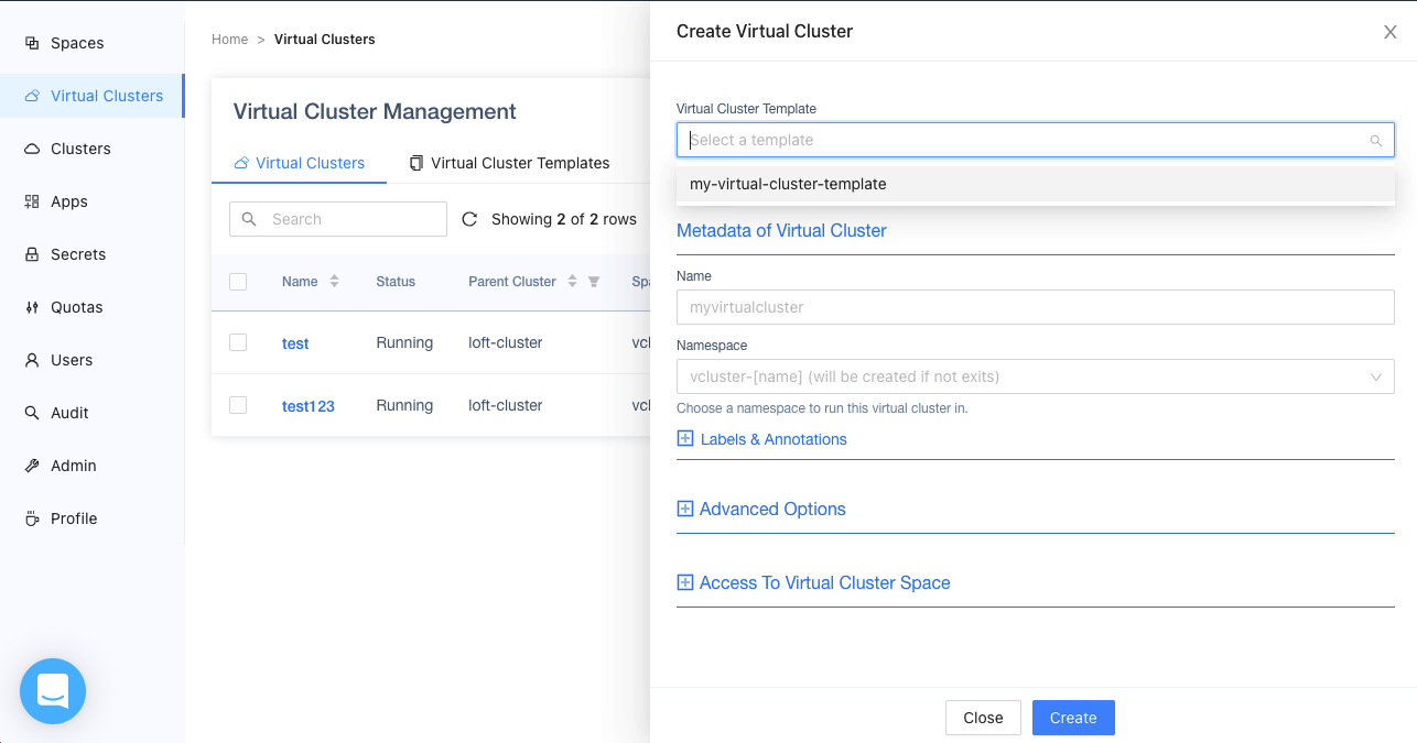 loft Virtual Cluster Templates