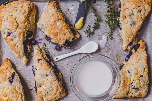 Buttery Blueberry Scones With A Thyme Glaze