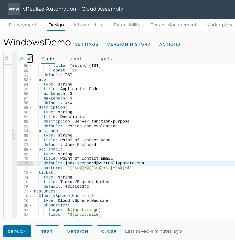 New inputs in Cloud Assembly