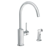 image MOEN Sombra Single-Handle Standard Kitchen Faucet with Side Sprayer in Chrome