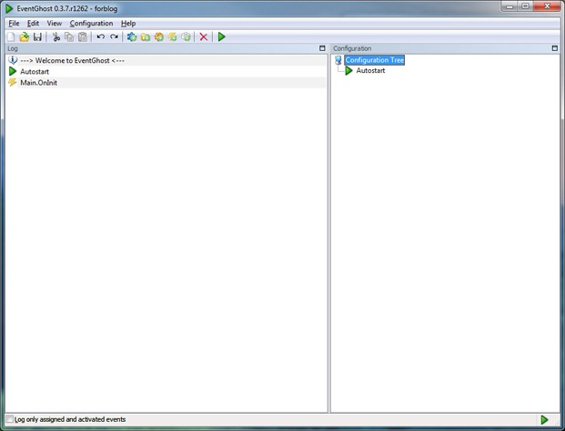 The Eventghost main interface The Eventghost main interface