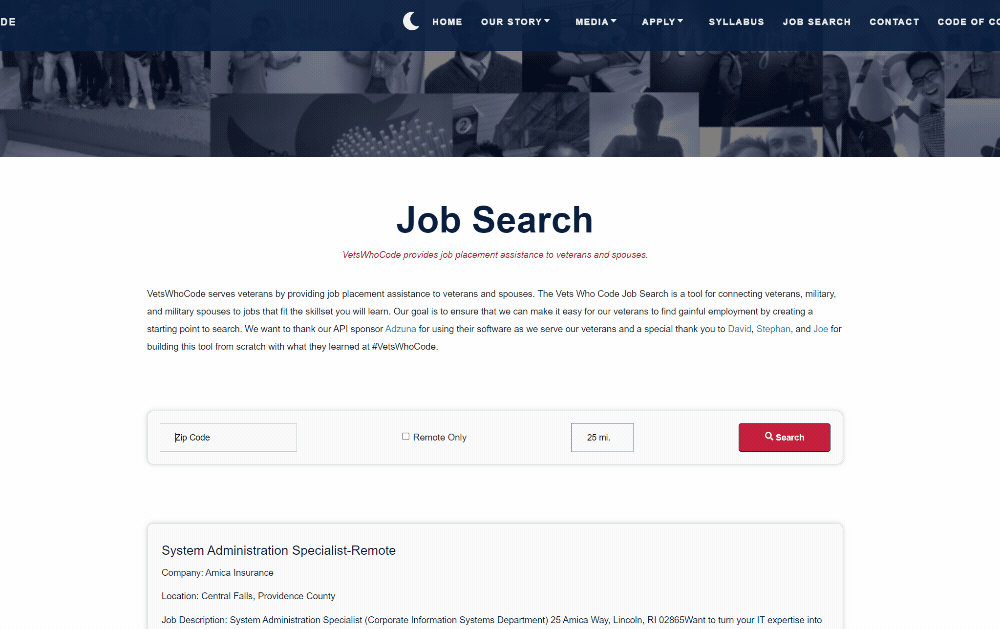 VetsWhoCode Job Search App