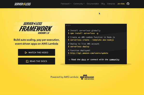 Screenshot of Serverless