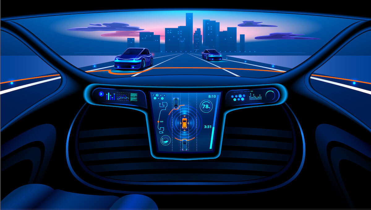 Dashboard of a futuristic car