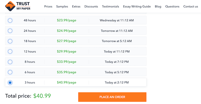 trustmypaper.com pricing system