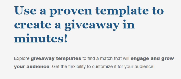 Use a proven template to create a giveaway in minutes