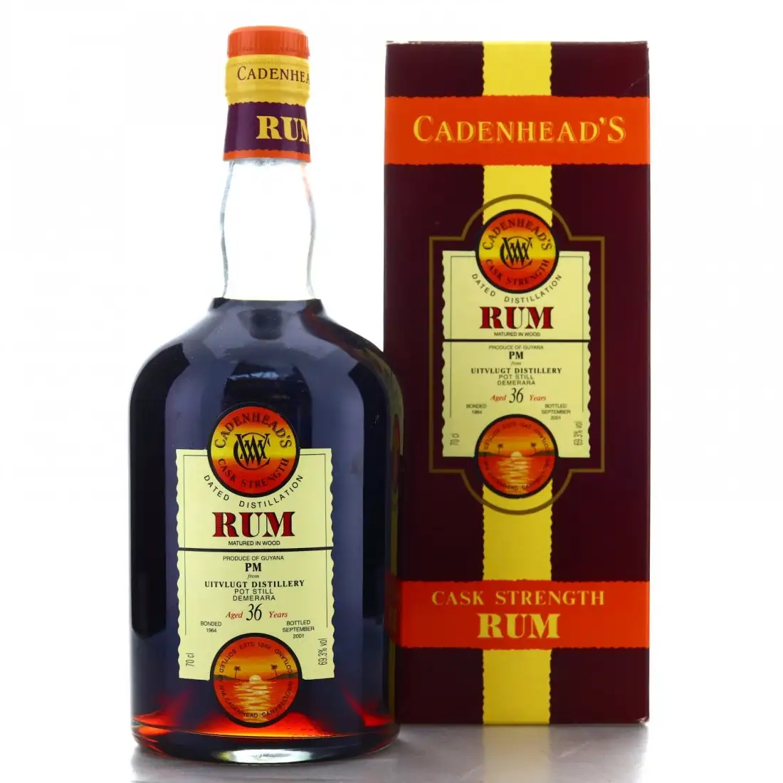 Image of the front of the bottle of the rum PM