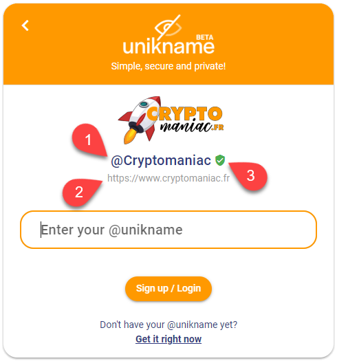 Unikname Connect trust certificate example