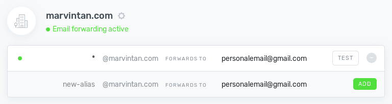 ImprovMX - Email forwarding active