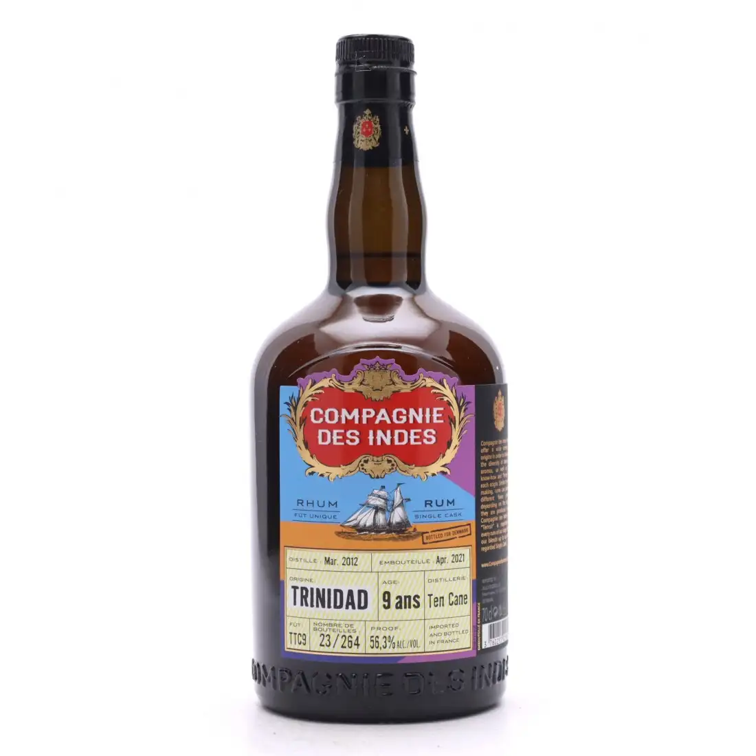 Image of the front of the bottle of the rum Trinidad (Bottled for Denmark)