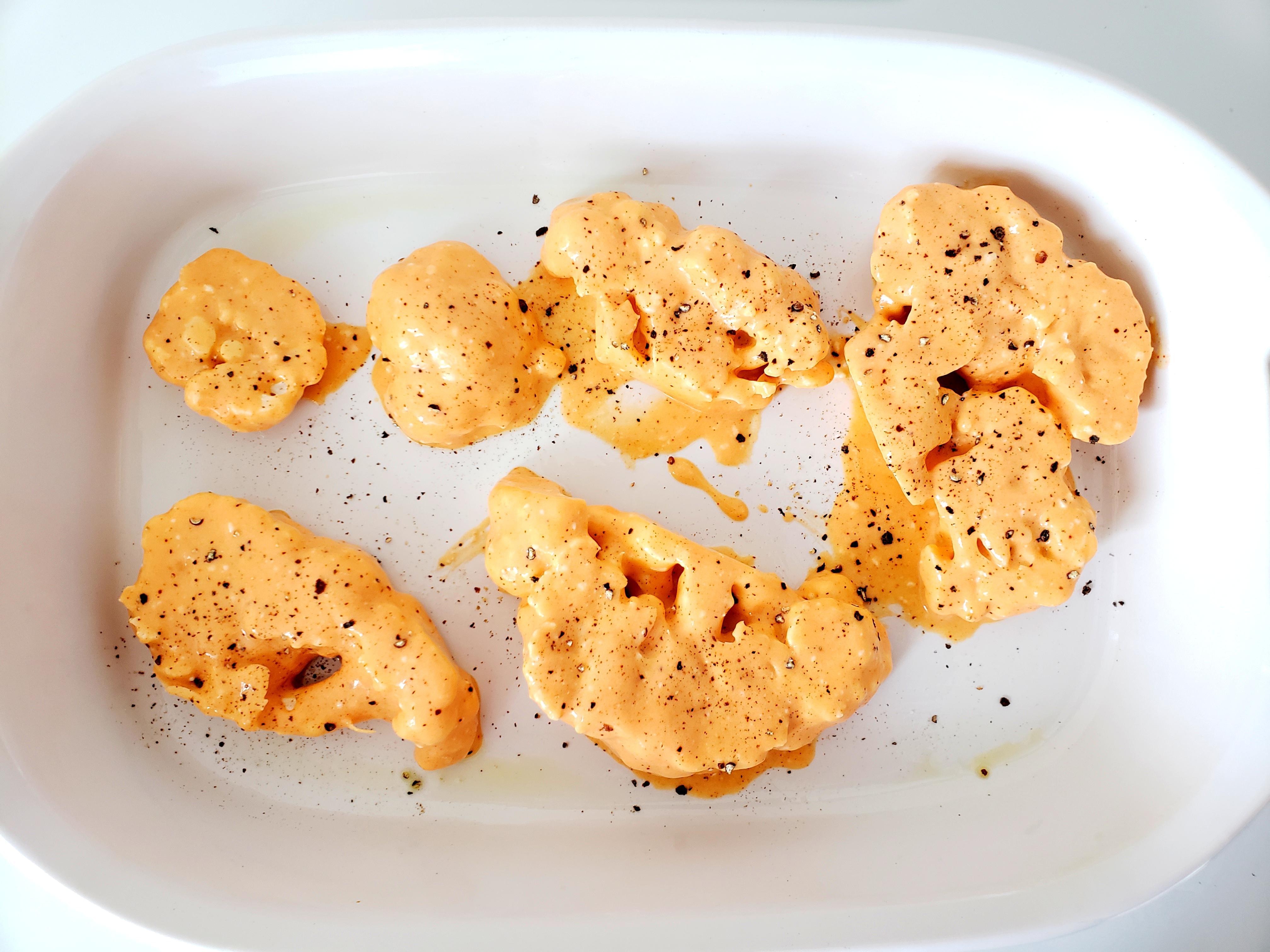 Cauliflower Steaks Dipped in Buffalo Sauce