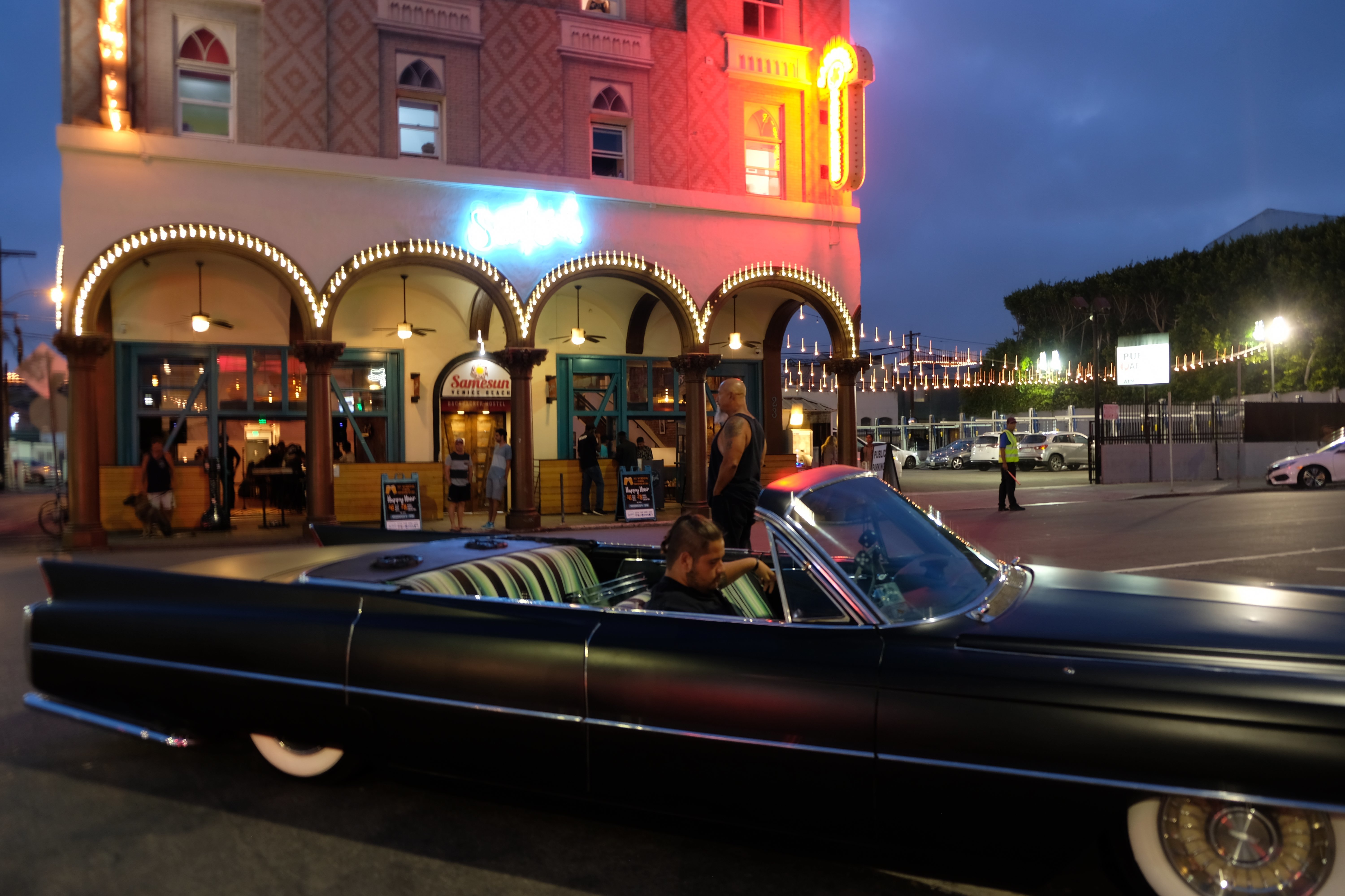 Cadillac convertible at Sunset
