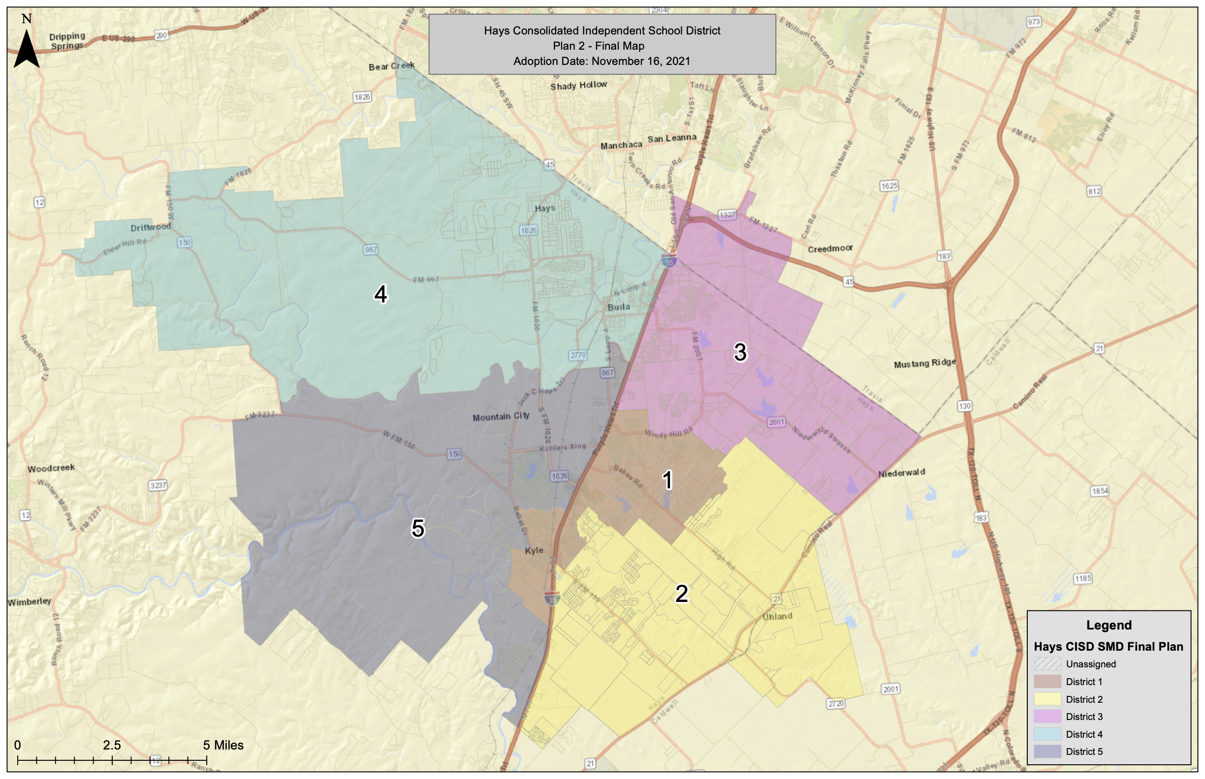 District Map for Hays CISD