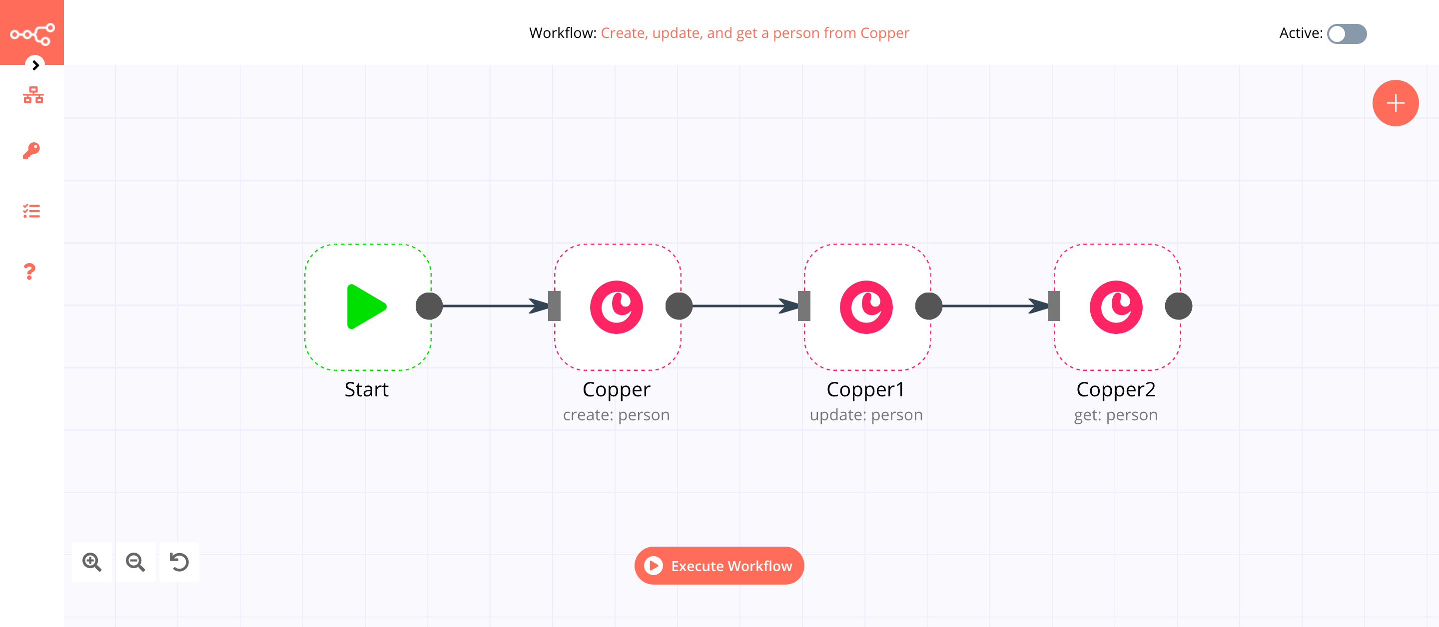 A workflow with the Copper node