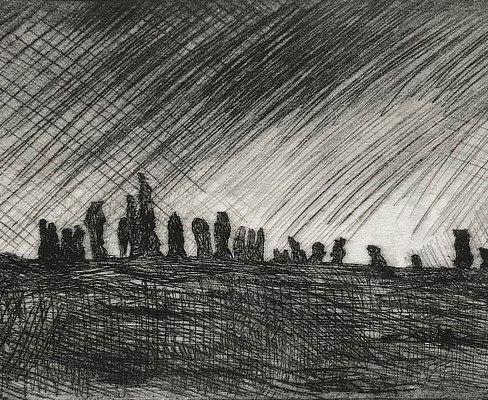 etching of stones in a landscape