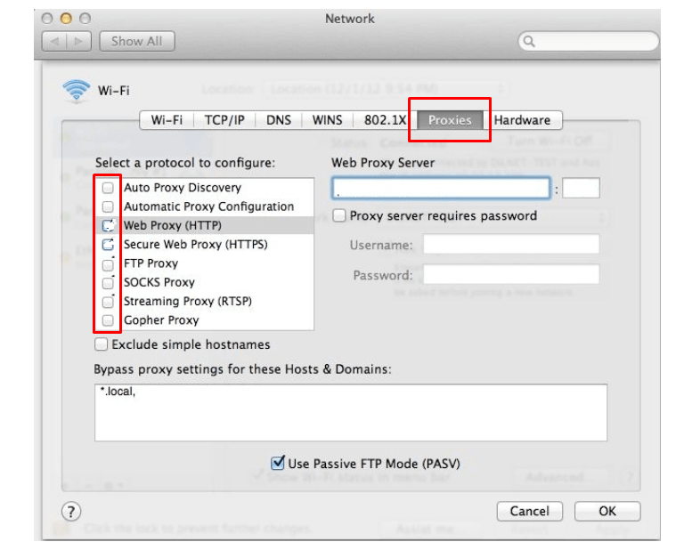 Step 3  to check proxy settings for MAC: