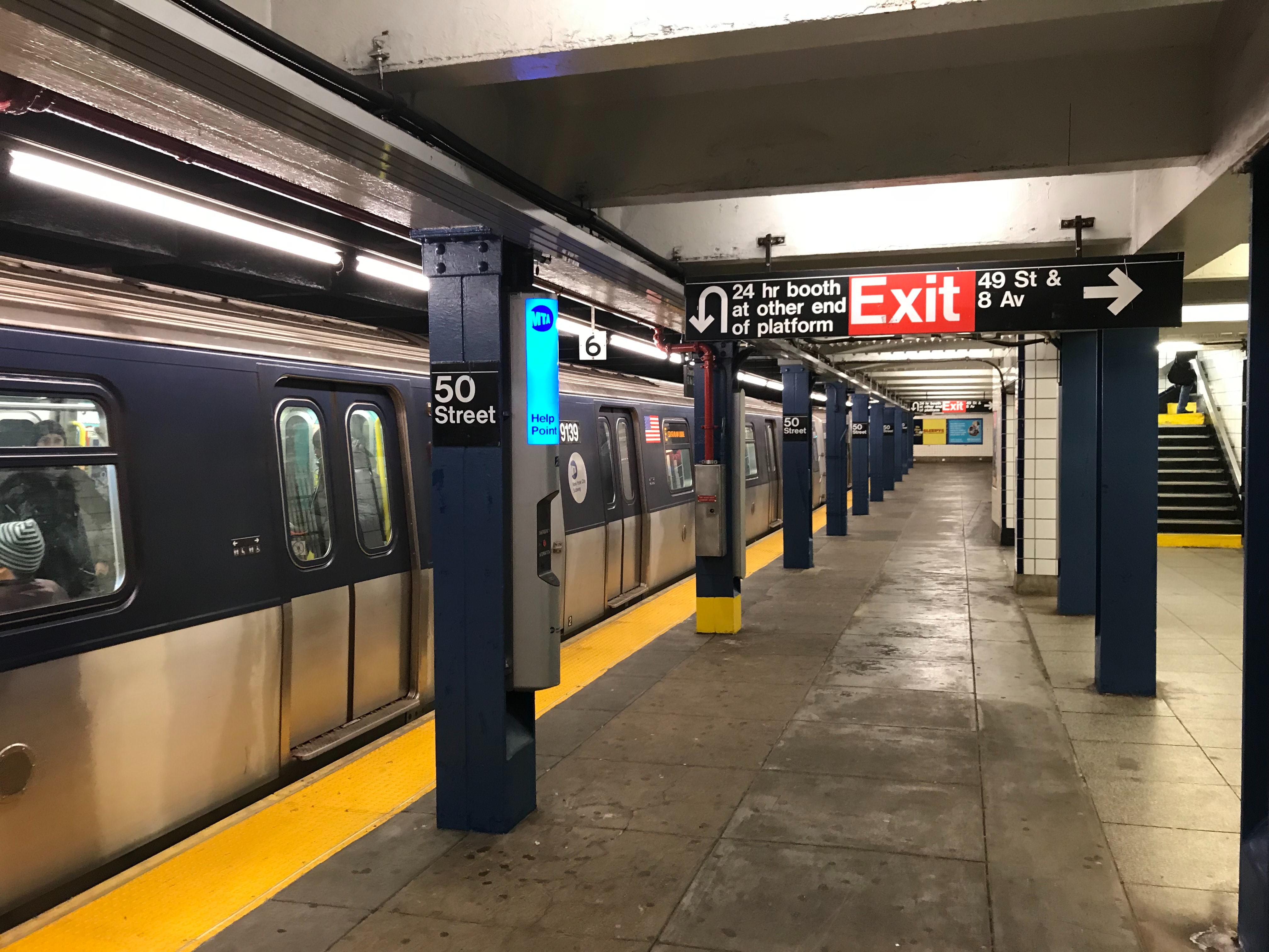 A New York Subway station platform.