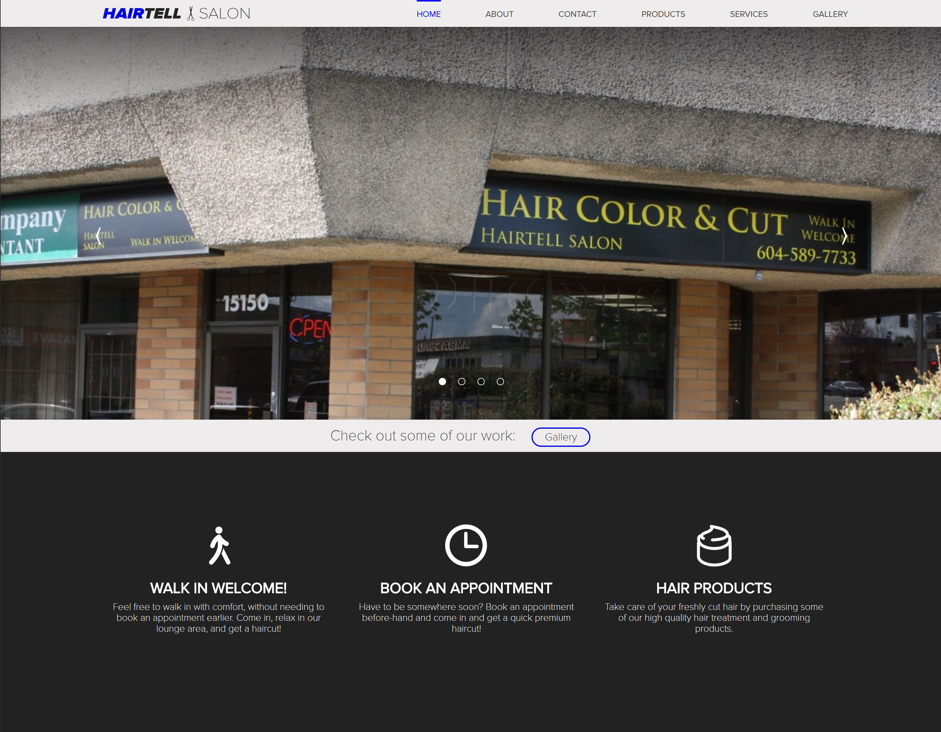 initial design of hairtell salon website