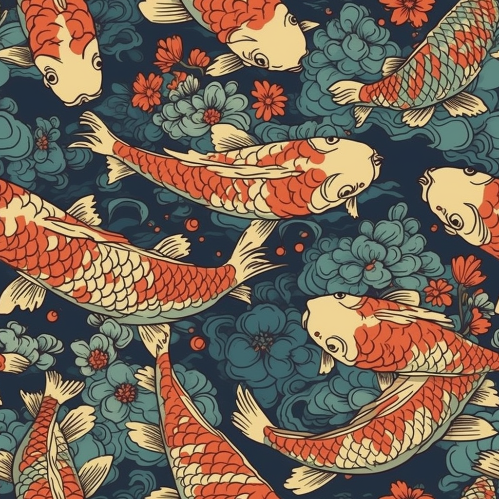 koi pond illustration