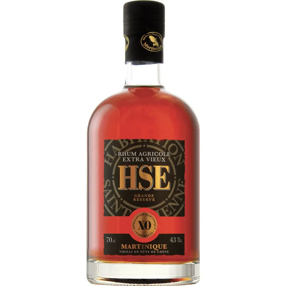 Image of the front of the bottle of the rum HSE Grande Reserve XO