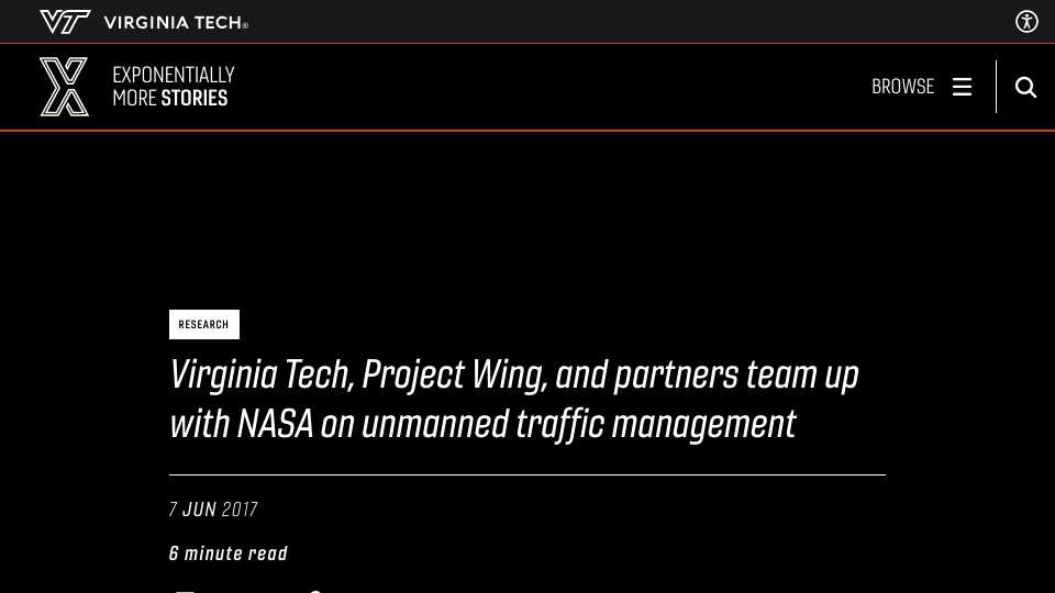 Virginia Tech, Project Wing, and partners team up with NASA on unmanned traffic management