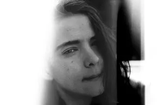 Woman in black and white