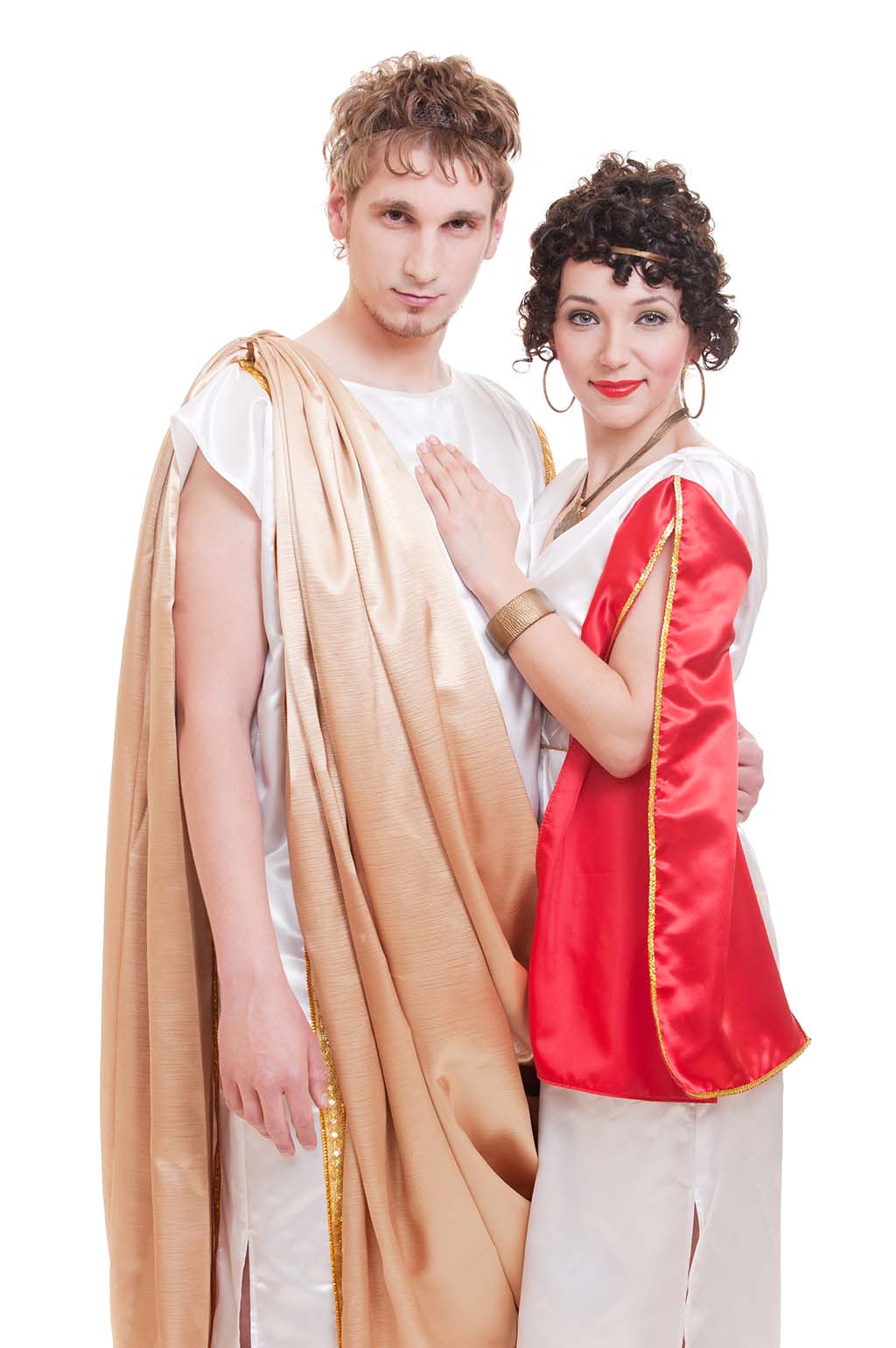 A couple dressed in old greek style