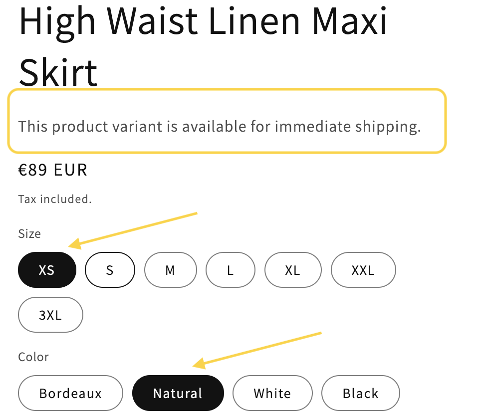 Displaying variant metafield value on product pages dynamically, 2nd example