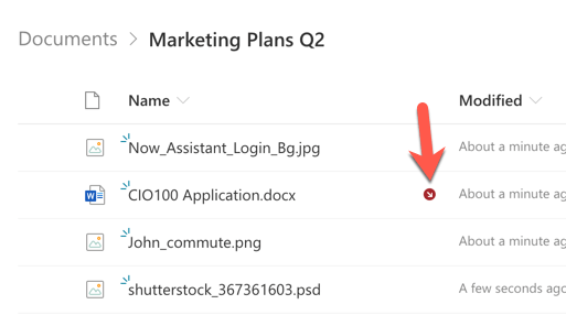 Example of a document which is checked out in a SharePoint intranet