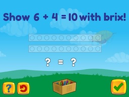 Basic addition up to 10 using brix Math Game