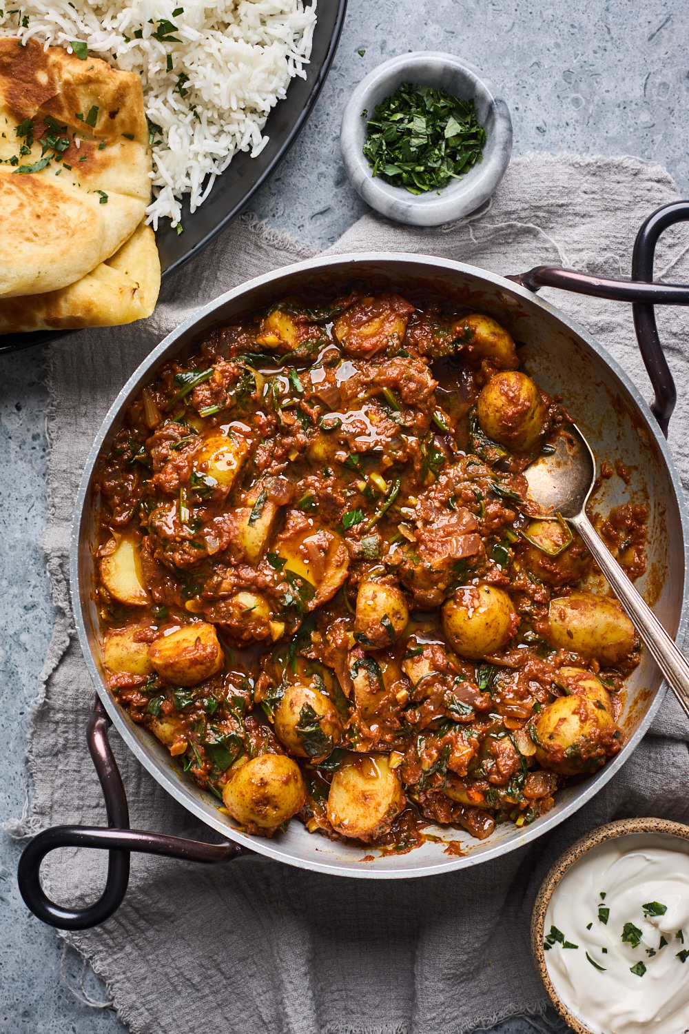 Saag Aloo in a pot