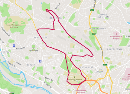 Meanwood Park 10km run route map card image