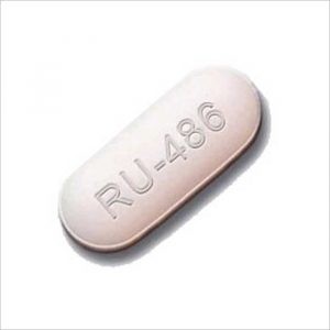 pílula RU486 em forma oval