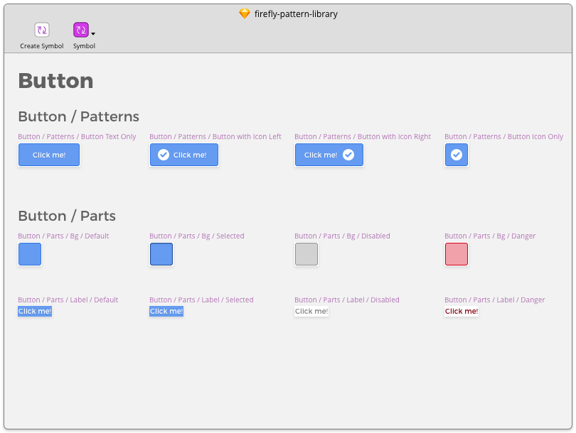 An example of how we’re using layout and labels to categorise symbols in Sketch