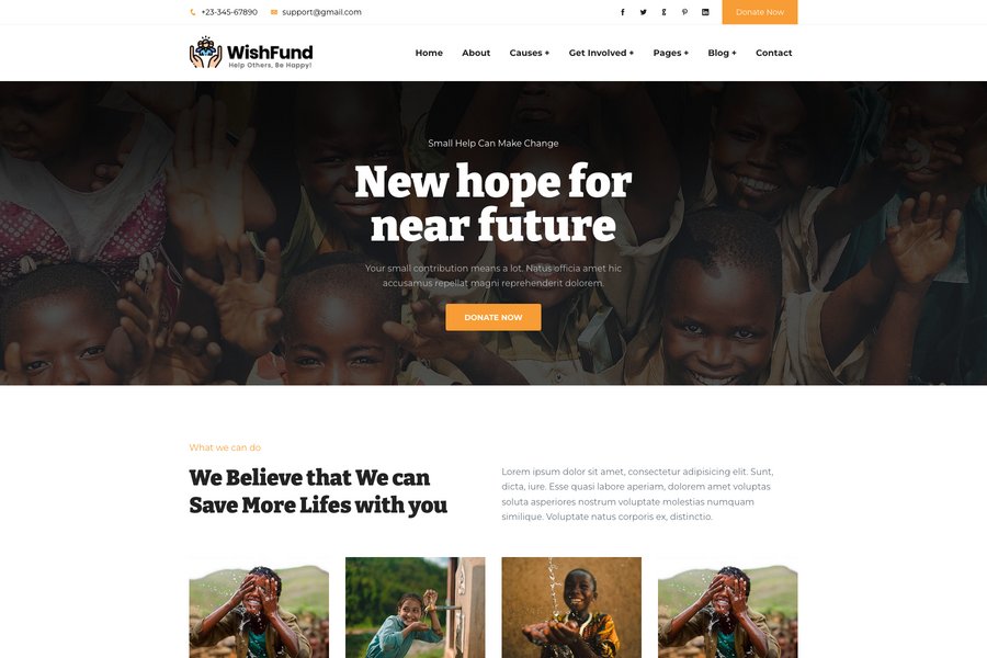 wishfund hugo ngo charity website theme