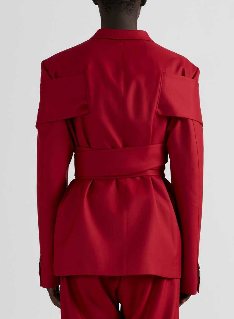 Perin Soft Tailoring Wool Red, back view. GmbH AW22 collection.