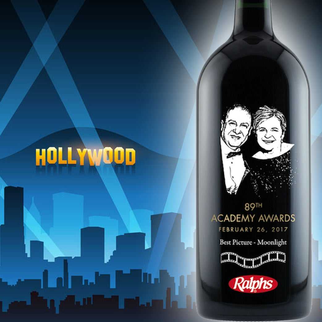 Personalized Etched Wine Bottle Gift Academy Awards