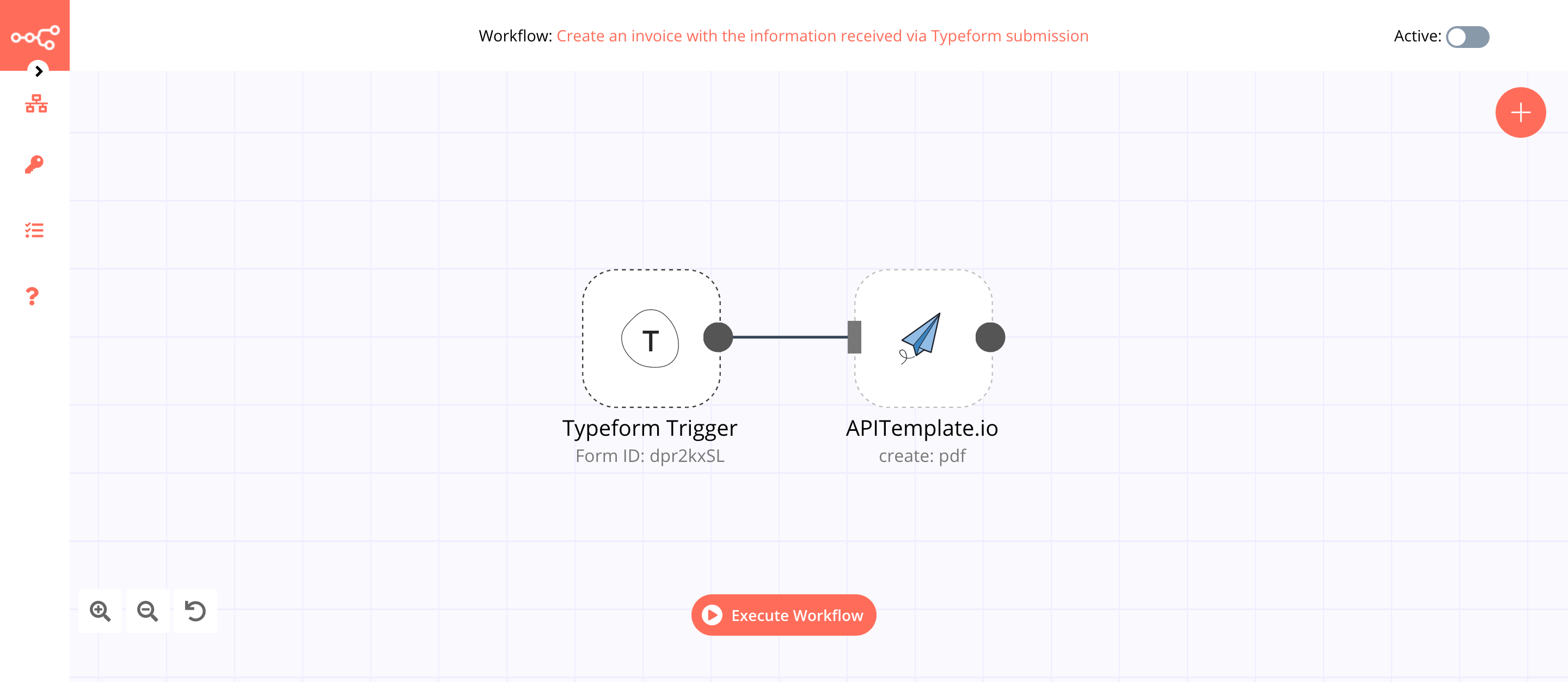 A workflow with the APITemplate.io node