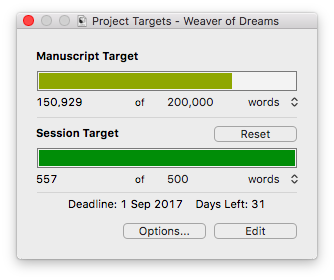 Word count at the end of day 1