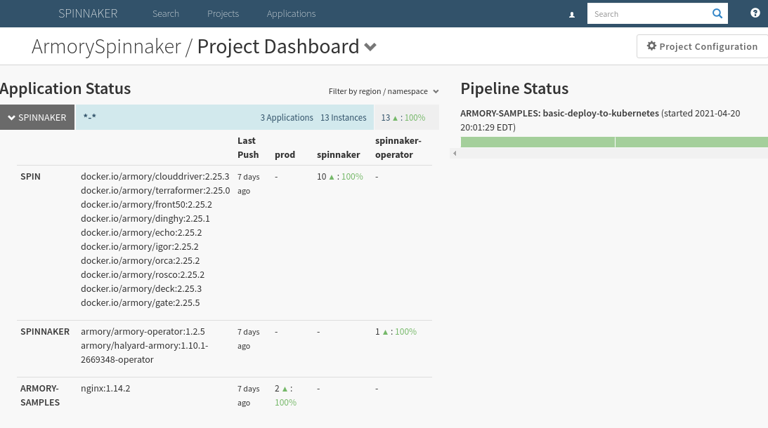 The Spinnaker Project Dashboard