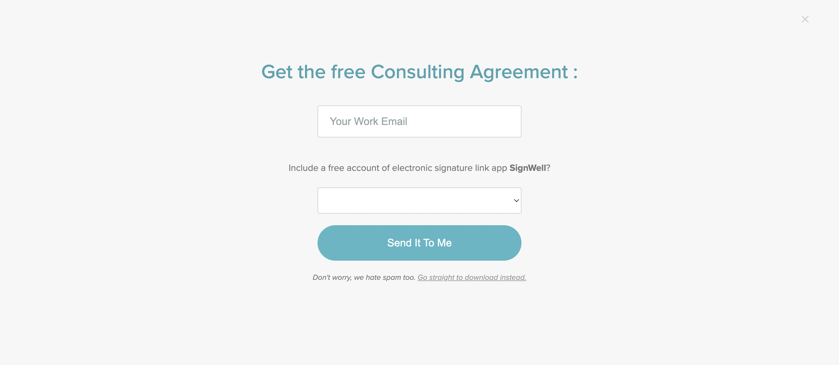 SaaS Lead Magnets: Screenshot of SignWell's contract templates lead magnet signup page
