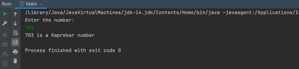 Java Kaprekar number example