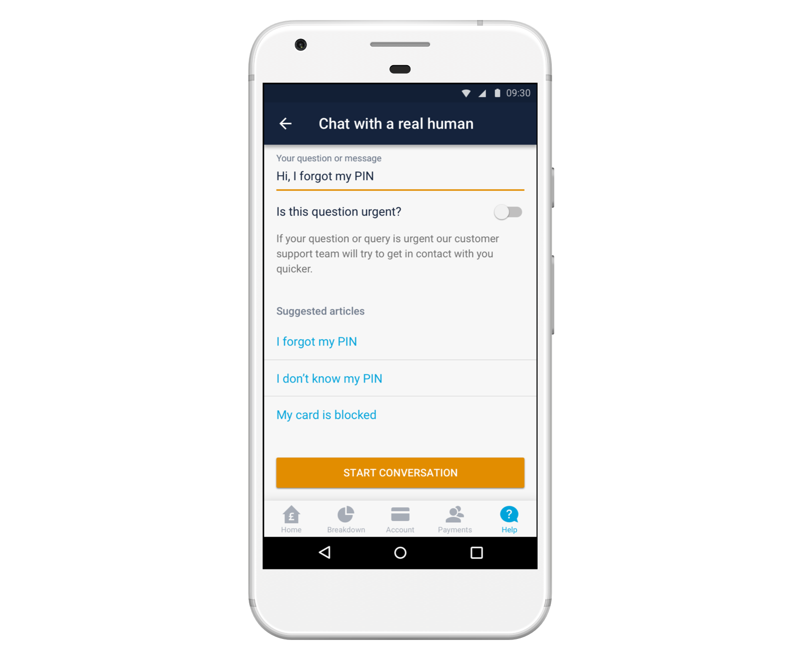 Screenshot of the help screen showing suggested articles.